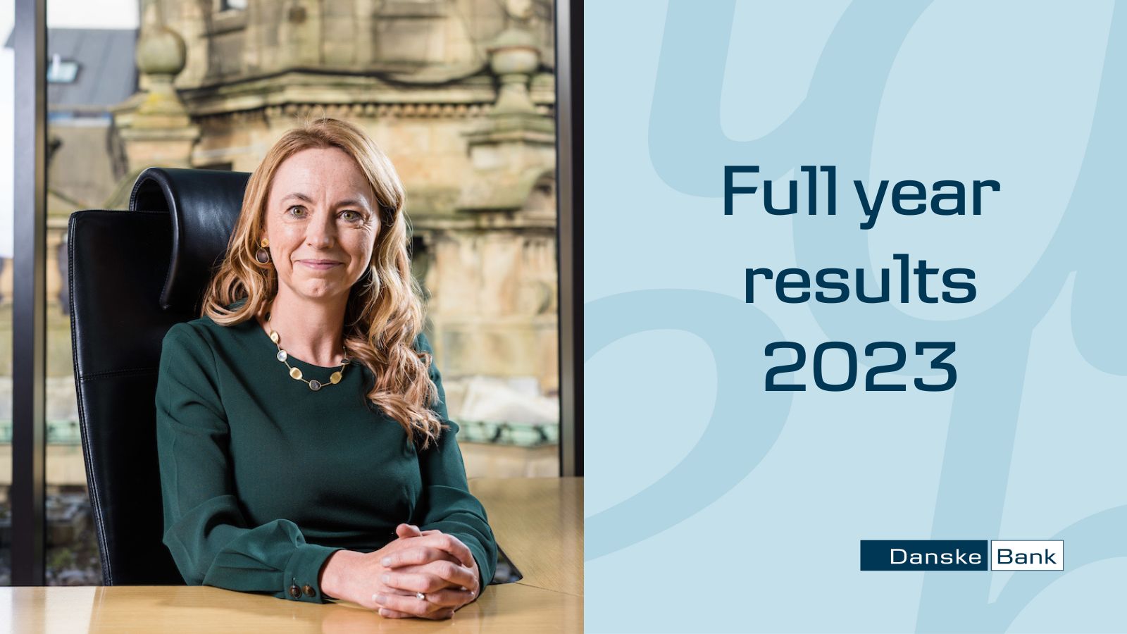 full year results 2023 with photo of CEO Vicky Davies