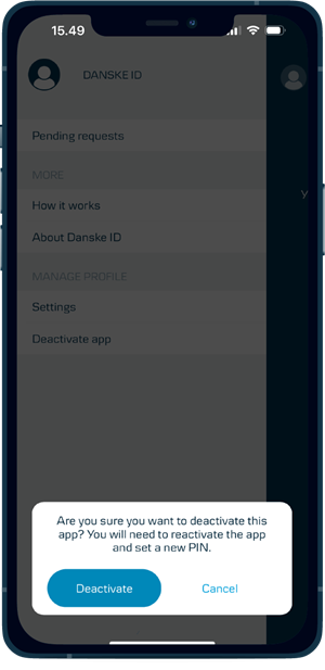 Danske ID for business, deactivate step 3