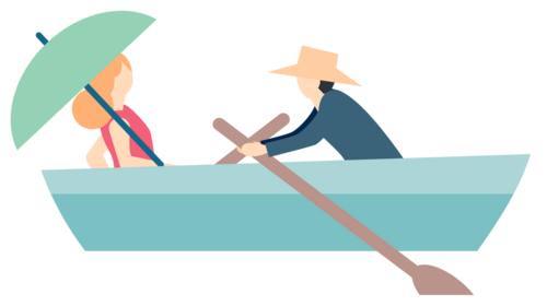 Vector image man rowing boat for woman
