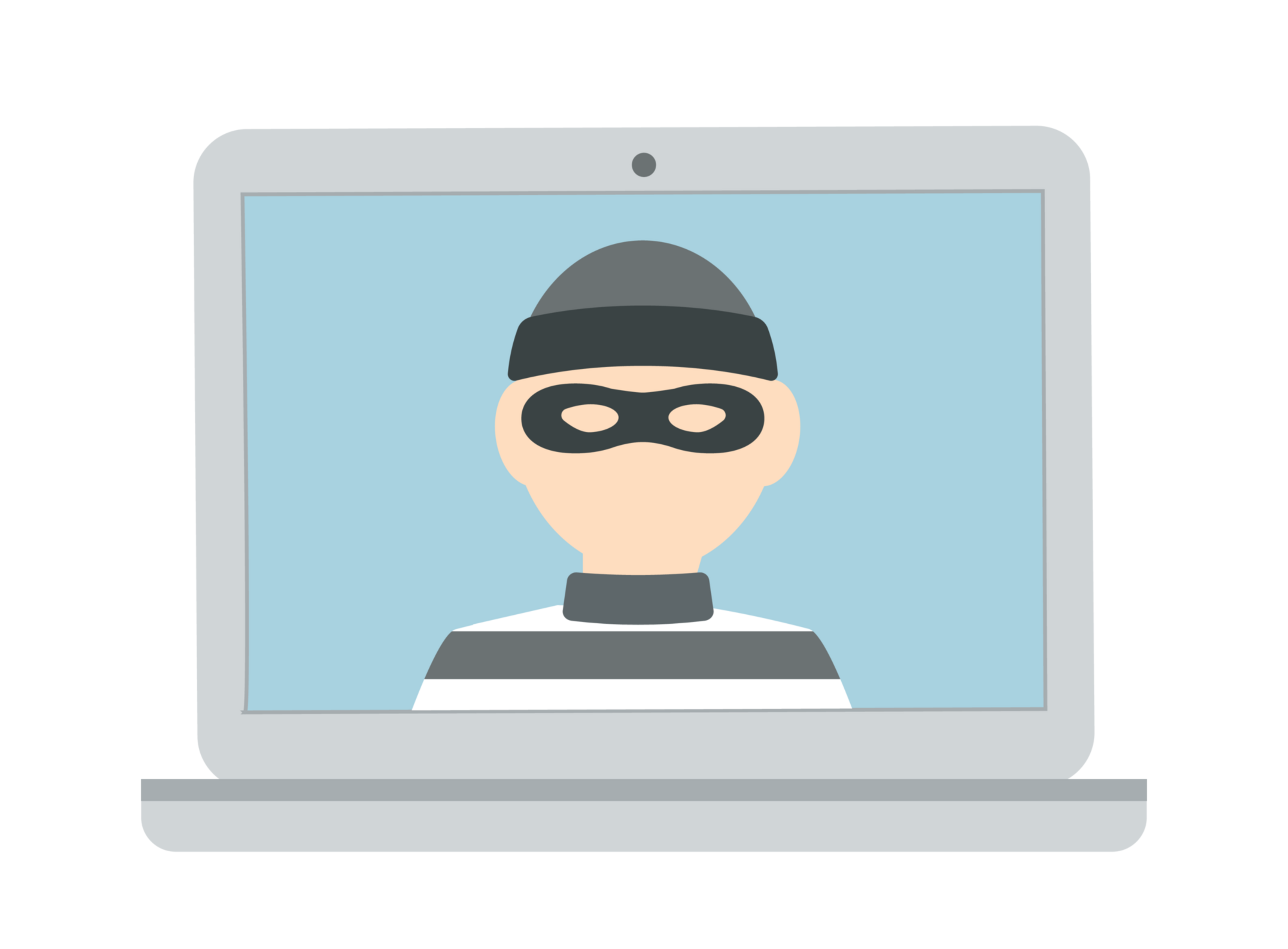 Laptop with robber on screen