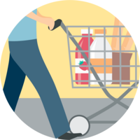 shopping cart with groceries