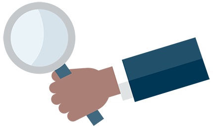 Vector image of hand holding magnifying glass