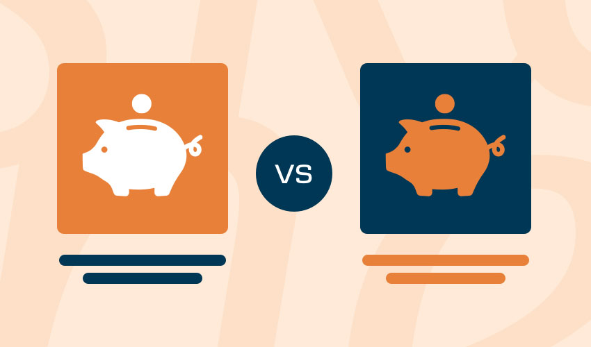 Compare savings, piggybank icons