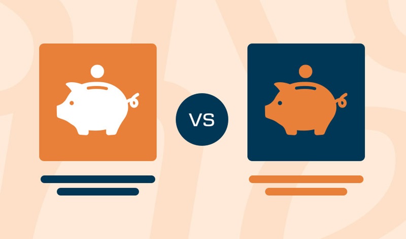 Compare savings, piggybank icons