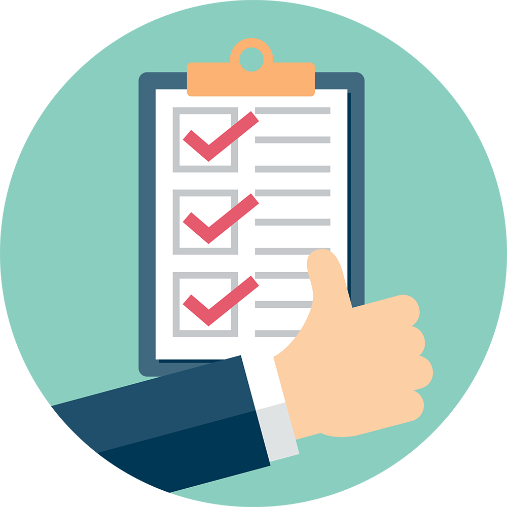 Thumb up ticked checkboard