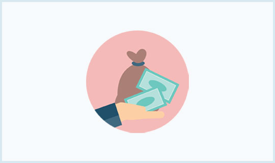 Advance fee icon with light blue grey background and blue border