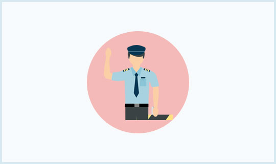 Impersonation police icon with light blue grey background and blue border