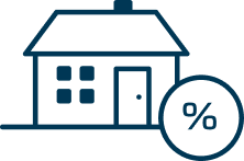 Home with percentage icon