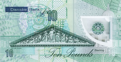 Danske bank ten pounds polymer note, back