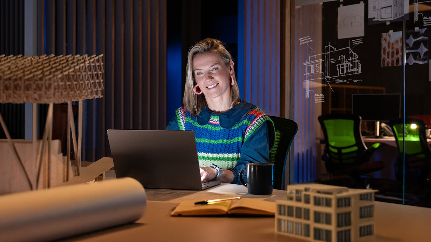 Female working on laptop