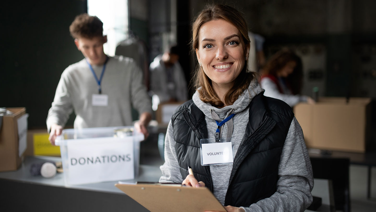 Volunteers taking charity donations