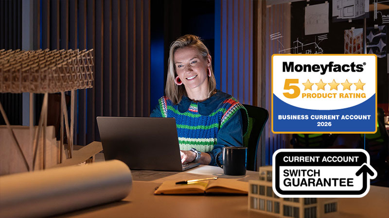 Female on laptop - Bank fee free when you're free