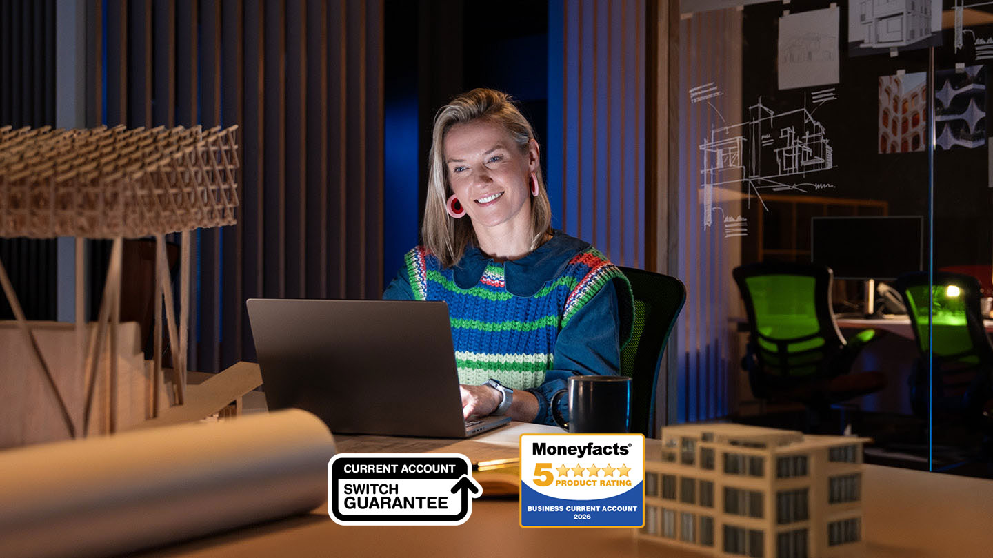 Female on laptop - Bank fee free when you're free
