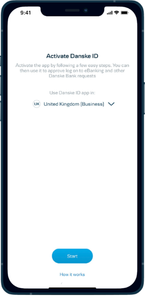 Activate Danske ID step 1 start
