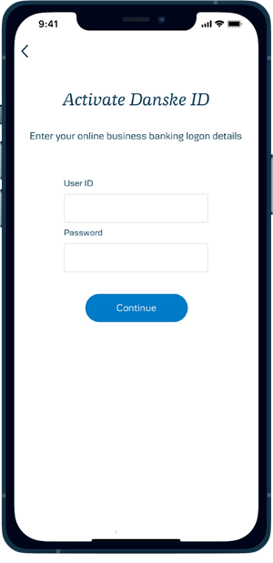 Activate Danske ID step 2 Enter log in details