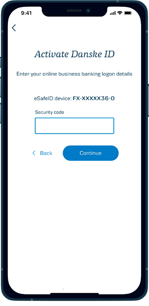 Activate Danske ID step 4 security code