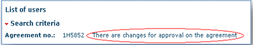 List of users with user agreement message