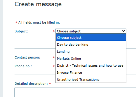 Create message window