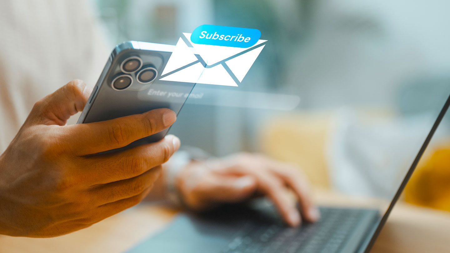 Online subscription preferences being reviewed and updated on a mobile device.