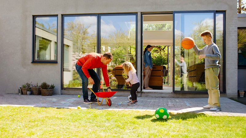 Family in garden Family in garden