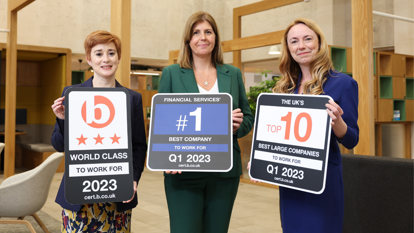 Orla King, Head of HR Strategic Delivery; Caroline van der Feltz, HR Director; and Vicky Davies, Chief Executive, Danske Bank UK.