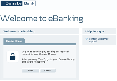 Welcome to eBanking send approval request to Danske ID app