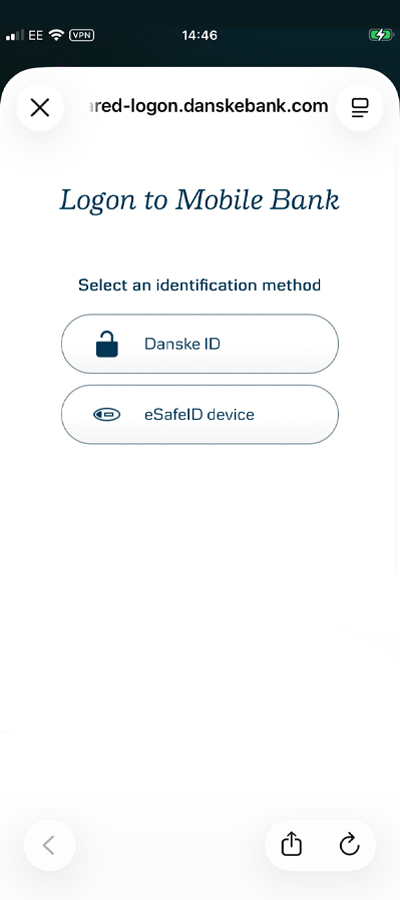 Step 2: Select your authentication method e.g. Danske ID app