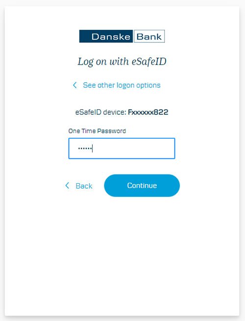 Log on with eSafe ID temporary password