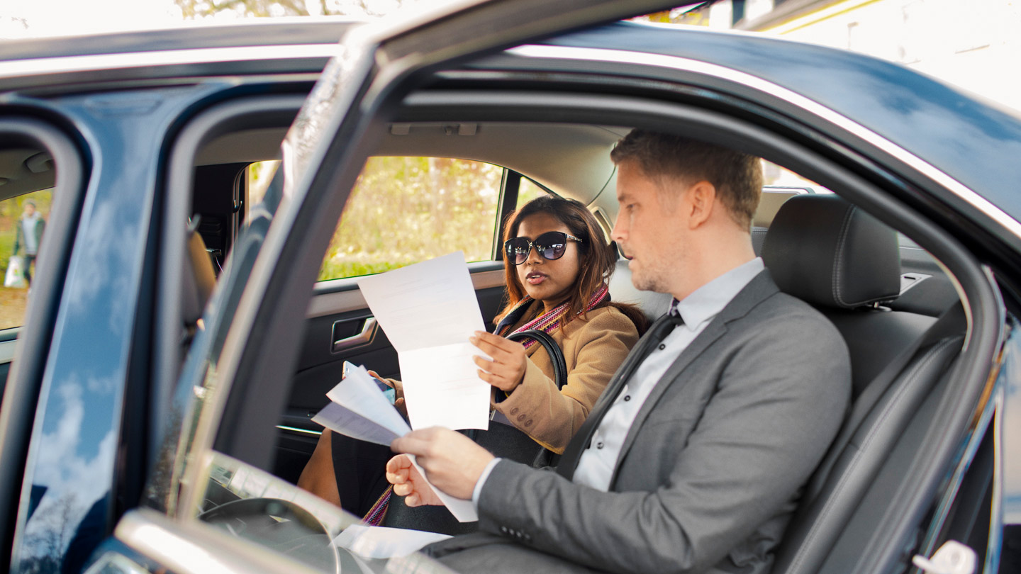 Business discussion in car