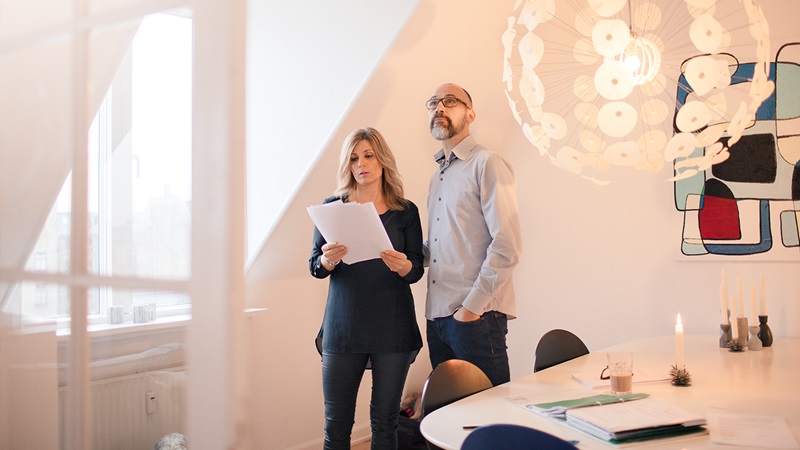 Couple looking at a home.