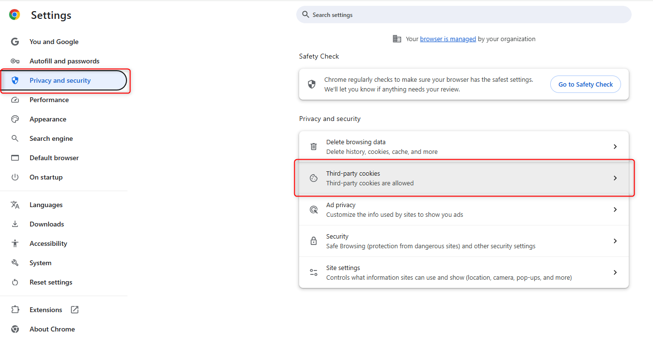 Google Chrome privacy and security settings