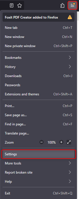 Mozilla Firefox settings and more