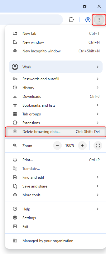 Chrome browser delete browsing data