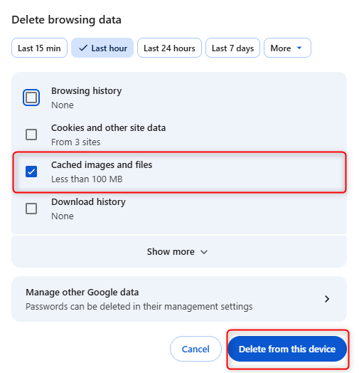 Chrome browser confirm deletion