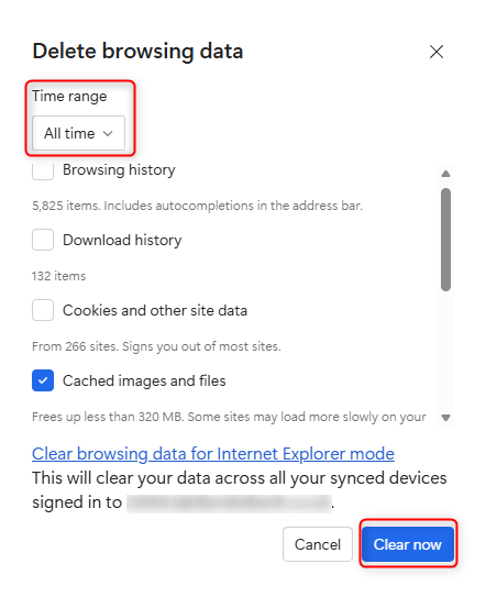 Edge browser delete browsing data confirm screen