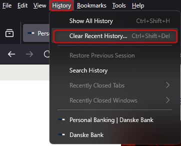Firefox browser clear recent history
